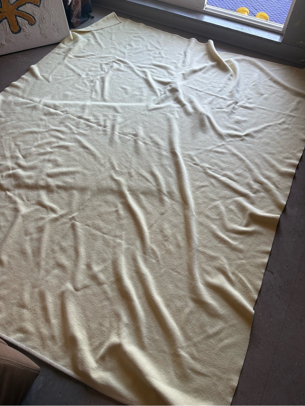 Unbranded Vintage Mid Century Virgin Wool Blanket Serge Stitch - Home Bedding